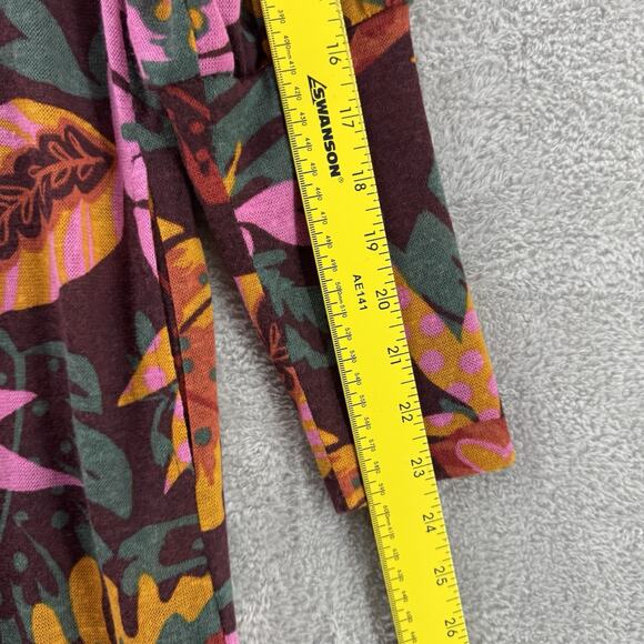 GILI Cardigan Women XXS Burgundy Floral Long Open Front Long Sleeve Boho Art - Picture 10 of 13